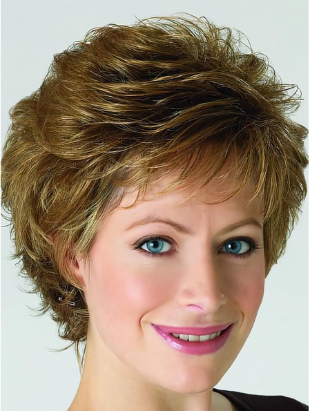 Blonde Curly Short Classic Heat Friendly Synthetic Lace Front Wig For Older Women