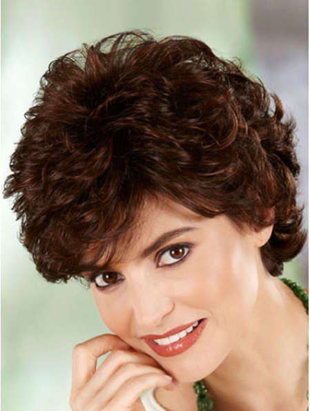 Preferential Natural Looking Auburn Curly Short Classic Heat Friendly Synthetic Wig