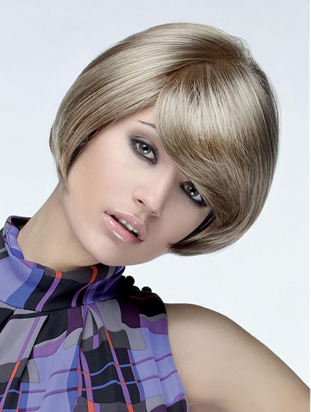 8" Short Straight Monofilament Blonde Bobs Synthetic Hair Wigs