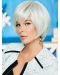 100% Hand-Tied Straight 10" Grey Synthetic Bob Hair Styled Wigs