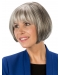 8" Short Straight Affordable Monofilament Grey Wigs