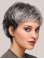 8" Short Straight Beautiful Monofilament Grey Wigs