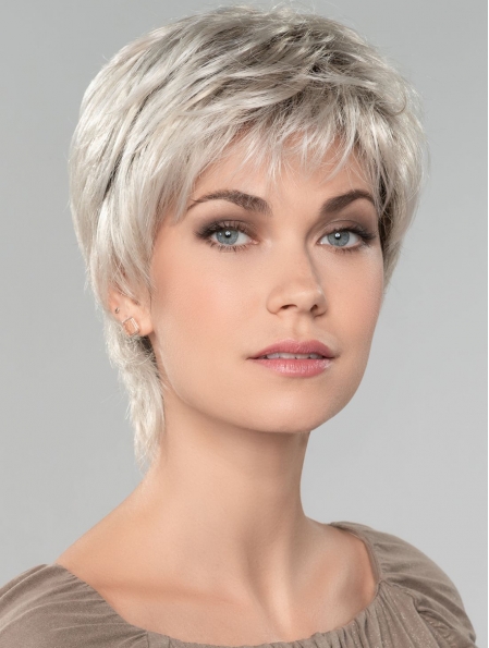 Straight Short 8" Capless Affordable Grey Wigs