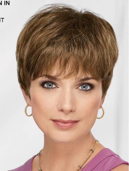 Brown 8" Boycuts Flexibility Capless Synthetic Wigs
