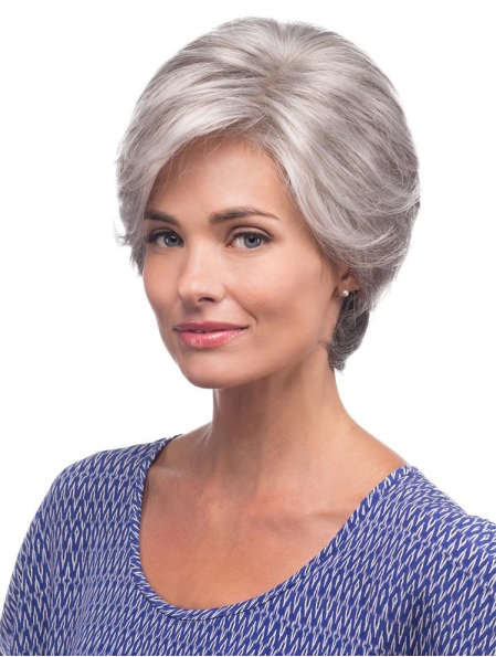 Synthetic 8" Lace Front Grey Wigs For Women