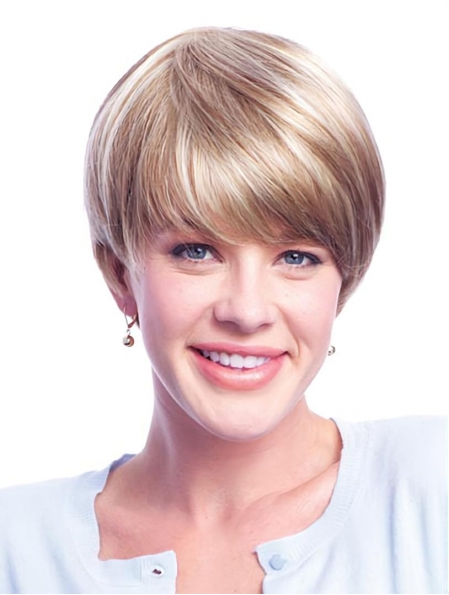 Remy Human Hair Blonde Monofilament Nice Short Wigs