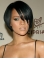 Rihanna Sleek Short Lace Front Human Hair Wig with Bangs