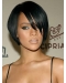 Rihanna Sleek Short Lace Front Human Hair Wig with Bangs