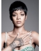 Rihanna Pixie Cut Short Straight Lace Front Human Hair Wig with Bangs