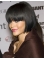 Rihanna Chin-length 100% Human Remy Hair Straight Lace Bob Wig with Bangs