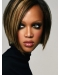 Tyra Banks Sophisticated and Asymmetrical Short Straight Lace Front Human Hair Bob Wig