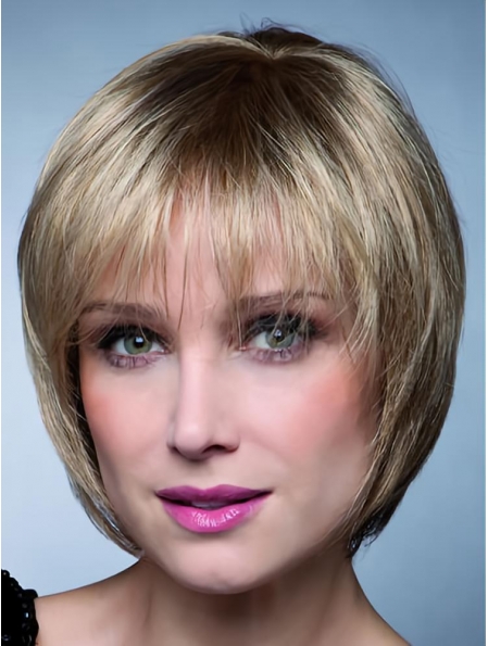 New Blonde Straight Short Capless Synthetic Women Wigs