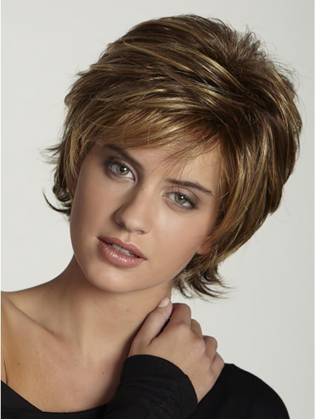 Brown Fabulous Layered Straight Short Capless Synthetic Women Wigs