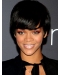 Rihanna Pleasant Short Straight with Bangs Lace Front Human Hair Women Wig 