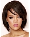 Rihanna Transformational Straight Short with Bangs Angled Lace Human Hair Women Bob Wig 