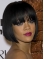Rihanna Compact  Short Straight with Bangs Lace Human Hair Women Wig 