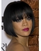 Rihanna Compact  Short Straight with Bangs Lace Human Hair Women Wig 