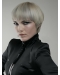 Young Fashion  Short Straight With Bangs Capless Grey Synthetic Women Wigs