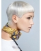 Young Fashion Silver Sculpted Short Straight Cut Lace Front Synthetic Women Wigs