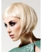 Young Fashion Platinum Blonde Short Straight With Bangs Mono Human Hair Women Wigs