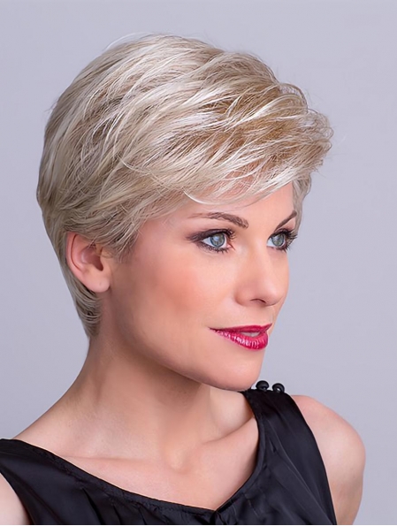 Straight Platinum Blonde Layered 8" Capless Synthetic Short Wigs