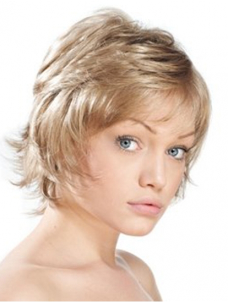Blonde Straight Monofilament Synthetic Natural Short Women Wigs