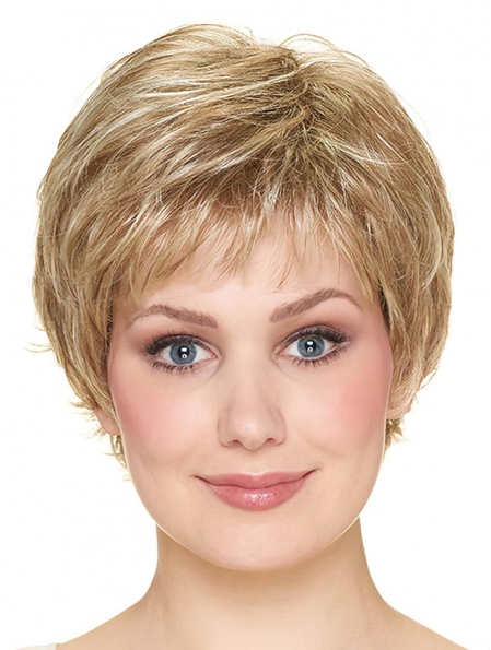 Wavy Short With Bangs Capless 8" Blonde Synthetic Women Wigs