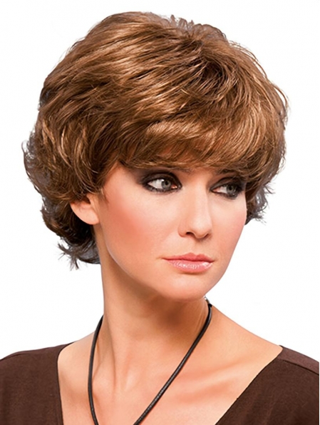8" Short Blonde Wavy Synthetic Layered Lace Front Women Wigs