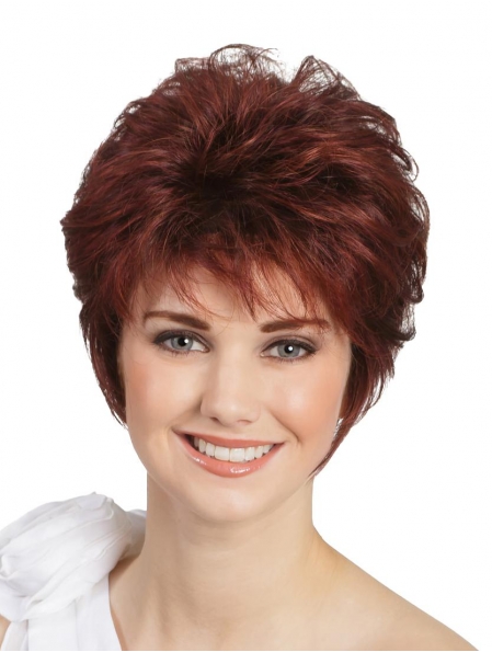Monofilament Wavy Red 8" Classic Wigs For People With Cancer
