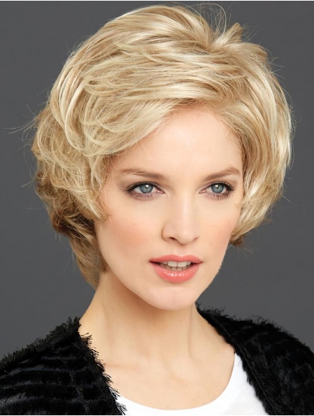6" Wavy Short Convenient Synthetic 100% Hand-tied Women Wigs