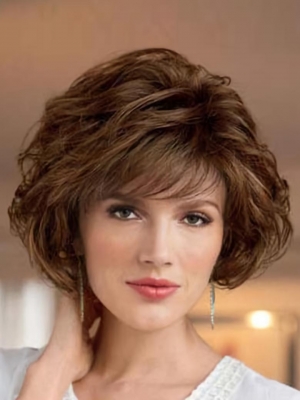 Perfect Brown Wavy Short Capless Classic Synthetic Women Wigs