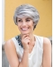 Wavy Short Smooth Lace Front  Human Hair Grey Lady  Wigs