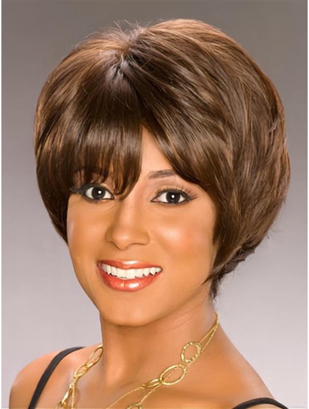 Beautiful Brown Wavy Short Capless Synthetic African American Women Wigs