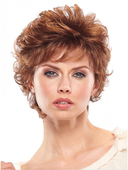 High Quality Auburn Wavy Short Capless Classic Synthetic Women Wigs