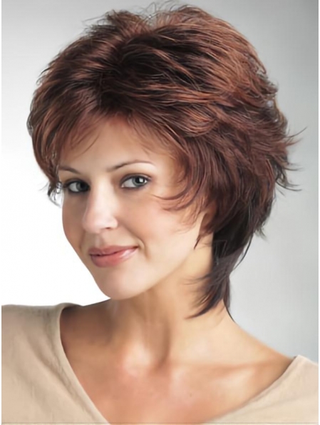 Sassy Monofilament Layered Wavy Short Synthetic Women Wigs For Cancer