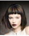 Short Straight Dark Brunette Bob Haircut with Blunt Cut Bangs Human Hair Wigs For Women