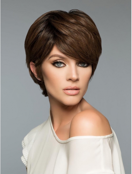 Natural Looking Pixie Remy Human Hair Lace Front Monofilament Wigs For Women