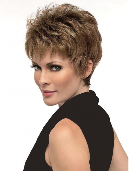 Brown Boycuts Soft Straight Short Synthetic Capless Wigs