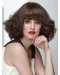 12" Curly Brown Shoulder Length Monofilament Human Hair Women Bob Wigs