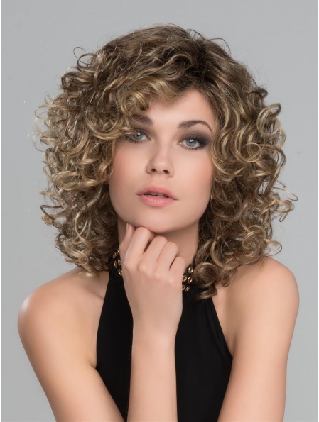 Brown 12" Curly Shoulder Length Lace Front Classic Synthetic Women Wigs