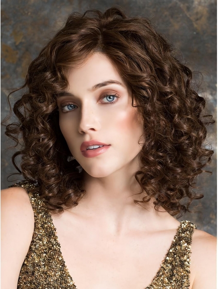 Remy Human Hair 12" Curly Exquisite Shoulder Length 100% Hand-tied Wigs