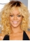 Discount Blonde Curly Shoulder Length Capless Synthetic Women Celebrity Wigs