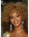 Natural Auburn Curly Shoulder Length Capless Synthetic Beyonce Wigs For Cancer