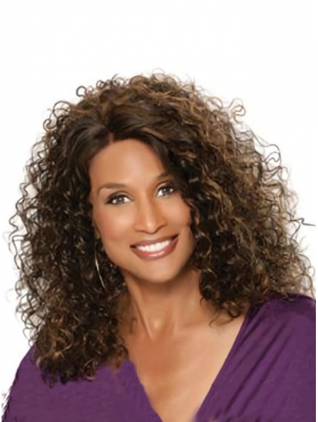 Beverly Johnson Classic Bouffant Mid-length Curly Lace Human Hair Women Wig