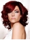 14 Inches Dark Red Curly  Shoulder Length Lace Front Human Hair Women Wigs