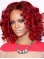 14 Inches Red Curly Shoulder Length Lace Front Human Hair Women Wigs