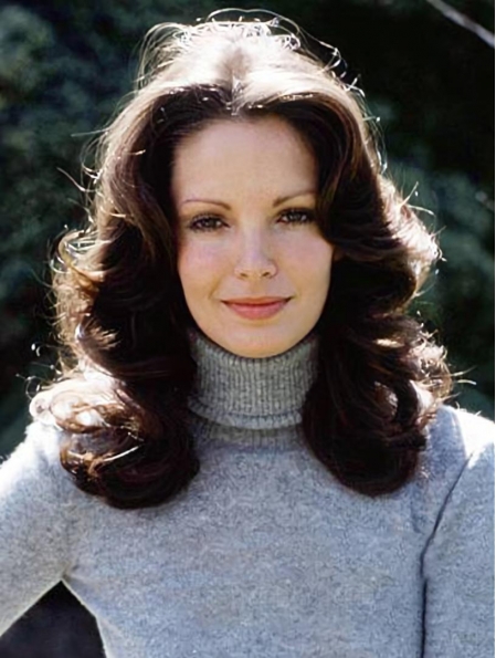 Curly Brown Shoulder Length Without Bangs  Lace Front Human Hair Women Jaclyn Smith Wigs