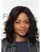 Black Curly Shoulder Length Without Bangs  Lace Front  Synthetic Naomi Harris Women Wigs