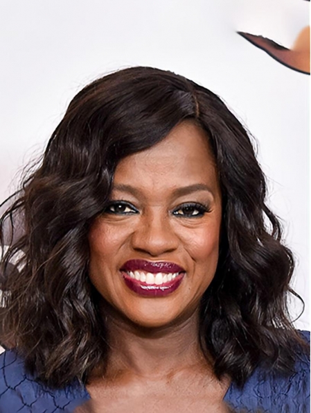 Shoulder Length  Lace Front Synthetic Curly Women Viola Davis Wigs