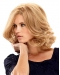 Fashion Medium Blonde Curly Capless Human Hair Women Wigs